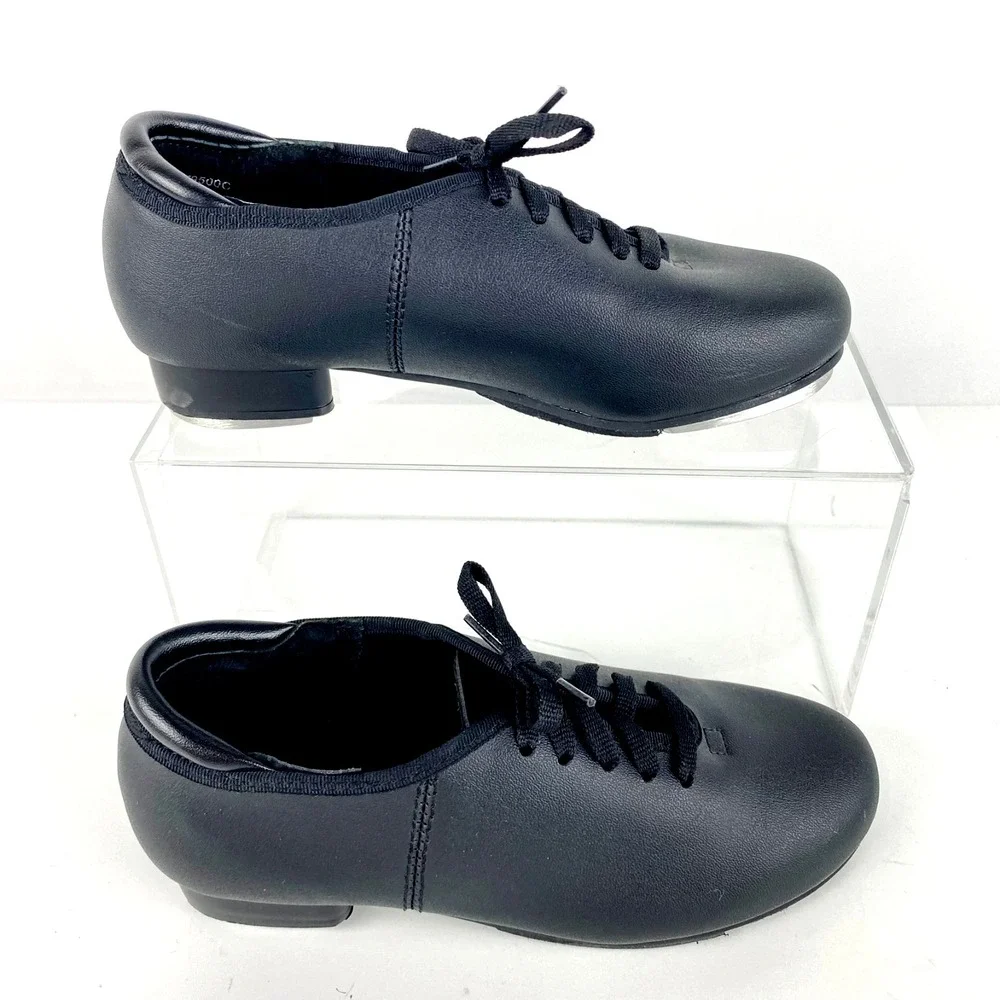 Theatricals Tap Dance Shoes Kids 12 Black Lace Up LKNU Dance Oxfords Flats LKNU